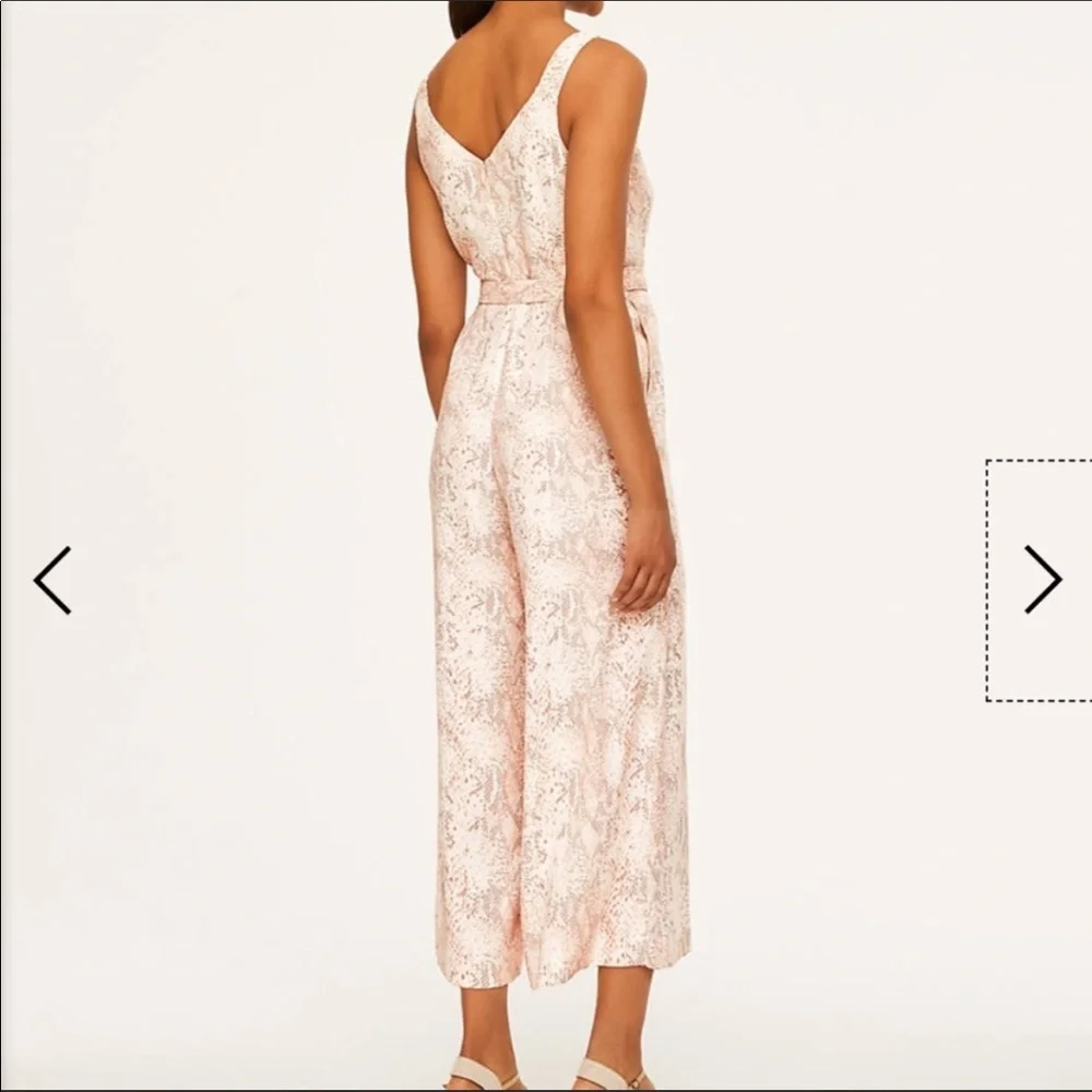 LOFT White Pink Snake Print Jumpsuit (6) - Picture 2 of 7